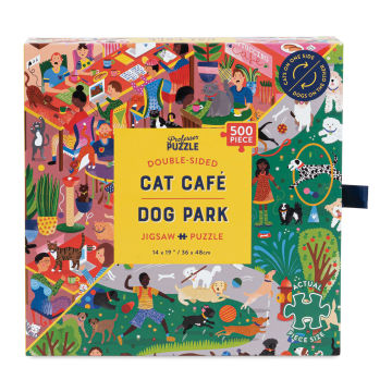 Professor Puzzle Cat Café & Dog Park 500 Piece Puzzle (Front of packaging)