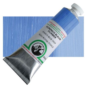 Open in modal - Old Holland Classic Oil Color - King's Blue Deep, 40 ml tube and swatch