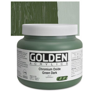 Golden Heavy Body Artist Acrylics - Chromium Oxide Green Dark, 32 oz Jar
