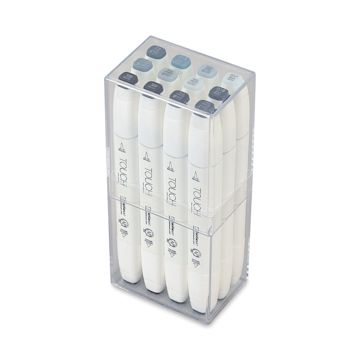 Open in modal - ShinHan Touch Twin Brush Markers - Blue/Green Greys, Set of 12