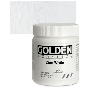 Golden Heavy Body Artist Acrylics - Zinc White, 4 oz Jar