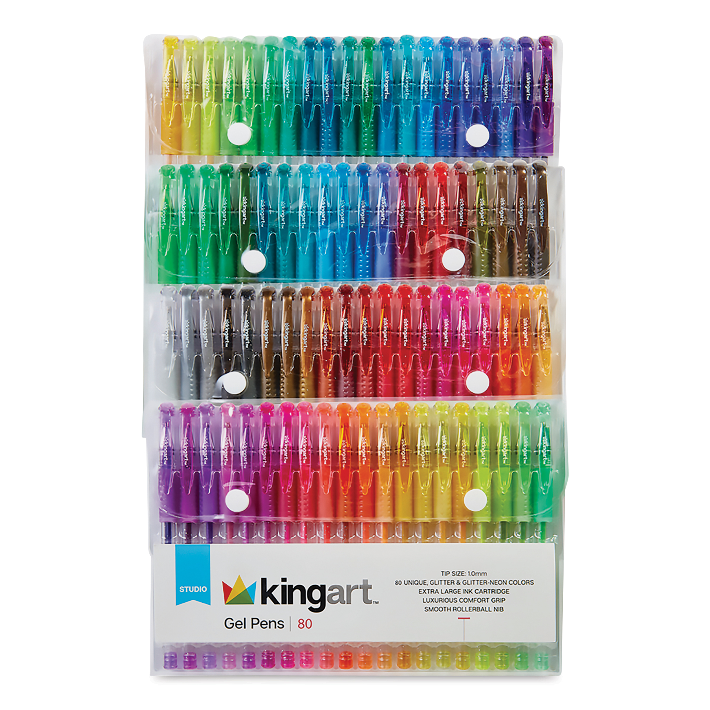 Kingart Studio Gel Pens - Set of 80, Glitter and Glitter Neon