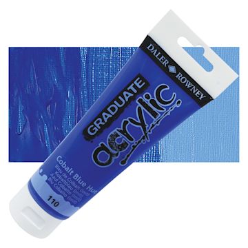 Open in modal - Daler-Rowney Graduate Acrylic Paint - Cobalt Blue Hue, 120 ml tube and swatch