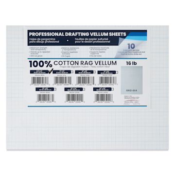 Open in modal - Pacific Arc Gridded Drafting Vellum Pack - 4 x 4 Grid, 8-1/2" x 11". Pkg of 10, packaging