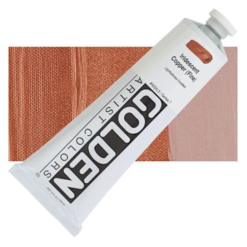 Open in modal - Golden Heavy Body Artist Acrylic - Iridescent Copper (Fine), 5 oz tube and swatch
