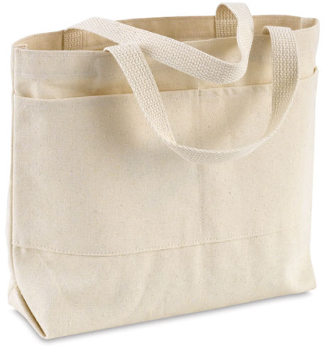 Canvas Tote Bag - Small, 11 1/2 x 13 1/2 x 2, with Pockets