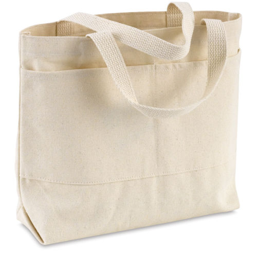 Canvas Tote Bag - Small, 11 1/2 x 13 1/2 x 2, with Pockets