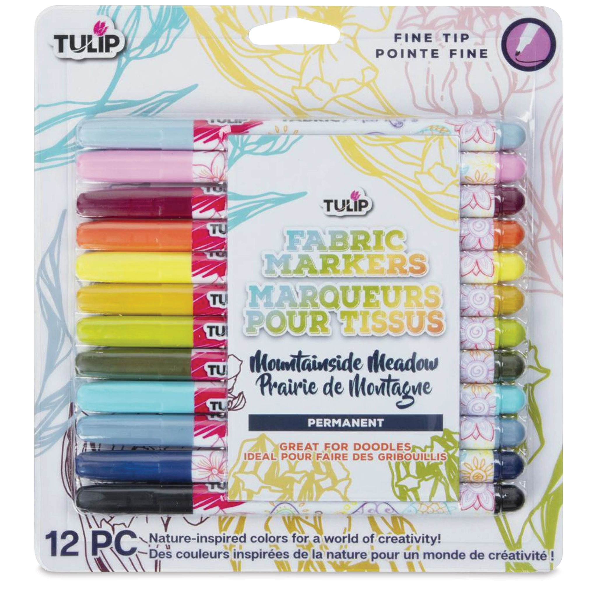Tulip Permanent Fabric Markers - 20 Piece - Fine Line Assorted Colors