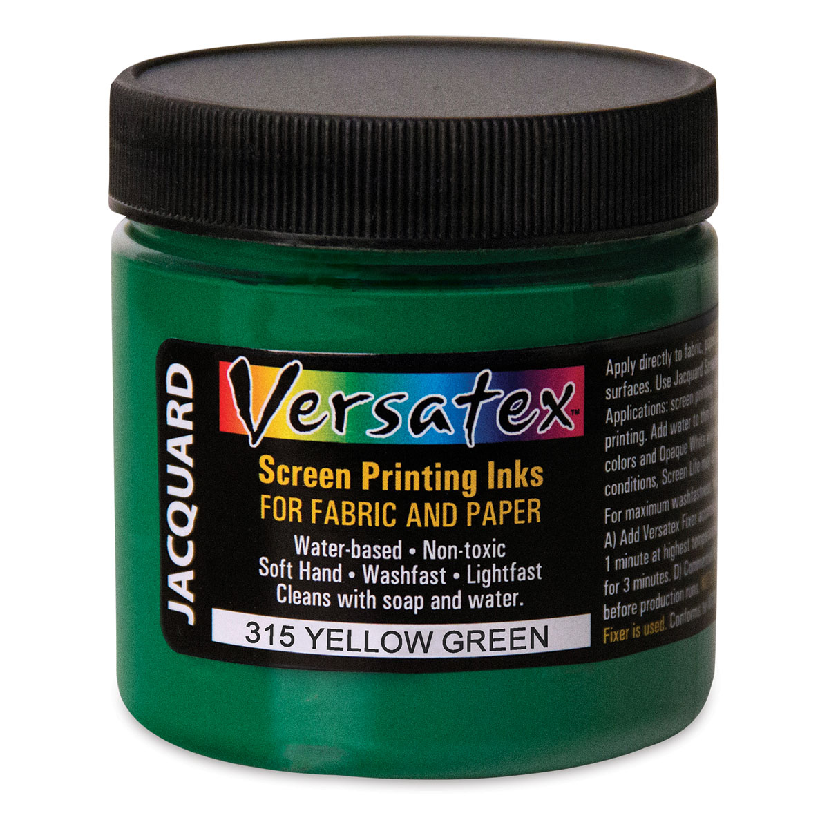 Jacquard Versatex Screen Printing Ink Yellow Green, 4 oz jar BLICK