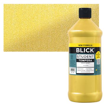 Open in modal - Blick Student Tempera Paint - Metallic Gold, 32 oz Bottle and swatch