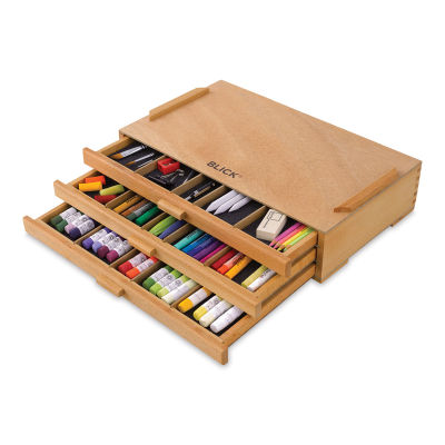 Blick Wooden Drawer Storage Box (drawers open with supplies, not included)