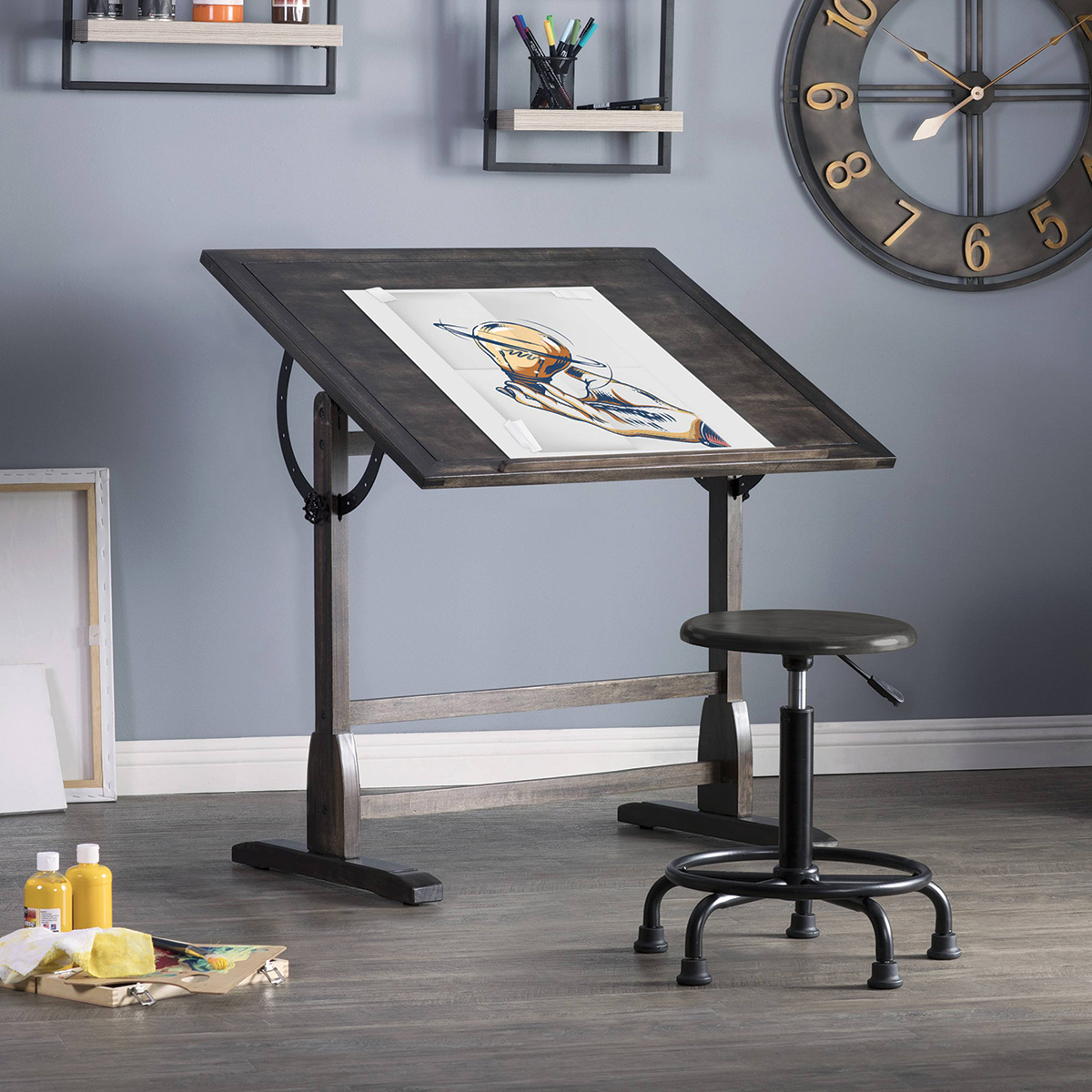 ビンテージ　ペイントデスク Studio Designs Vintage Drafting Table - Distressed Black, 36
