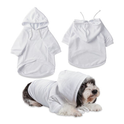 Craft Express Sublimation Printing Pet Product - Pet Hoodie, Large, Pkg of 2 (out of packaging, dog wearing shirt)