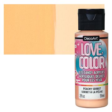 Open in modal - DecoArt Love, Color Acrylic Paint - Peachy Sorbet, 59 ml bottle and swatch