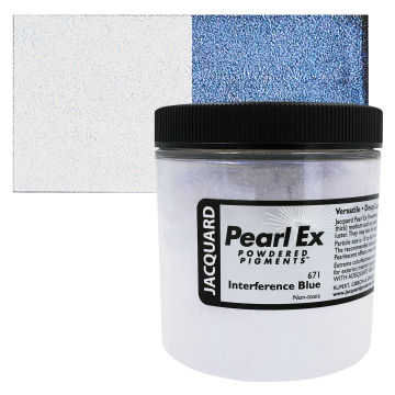 Jacquard Pearl-Ex Pigment - 4 oz, Interference Blue, Jar with Swatch