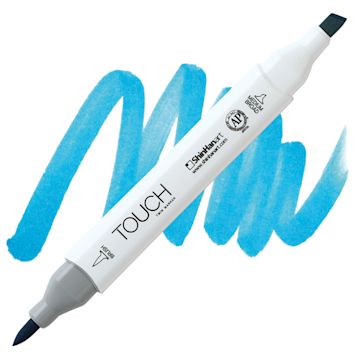 Open in modal - ShinHan Touch Twin Brush Marker - Cerulean Blue Light B262 marker and swatch