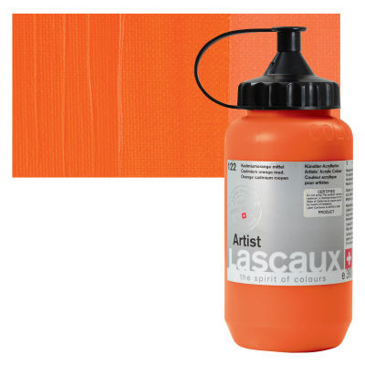 Lascaux Artist Acrylics - Cadmium Orange Medium, 390 ml Tube