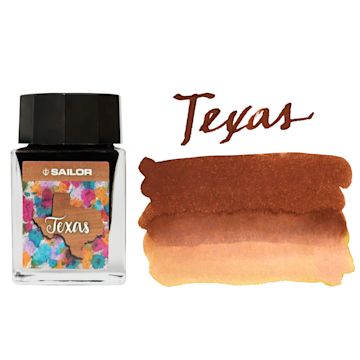Open in modal - Sailor USA State Ink - Texas, Brown, 20 ml, swatch and bottle
