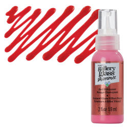 Gallery Glass Paint - Shimmer Red, 2 oz swatch with bottle