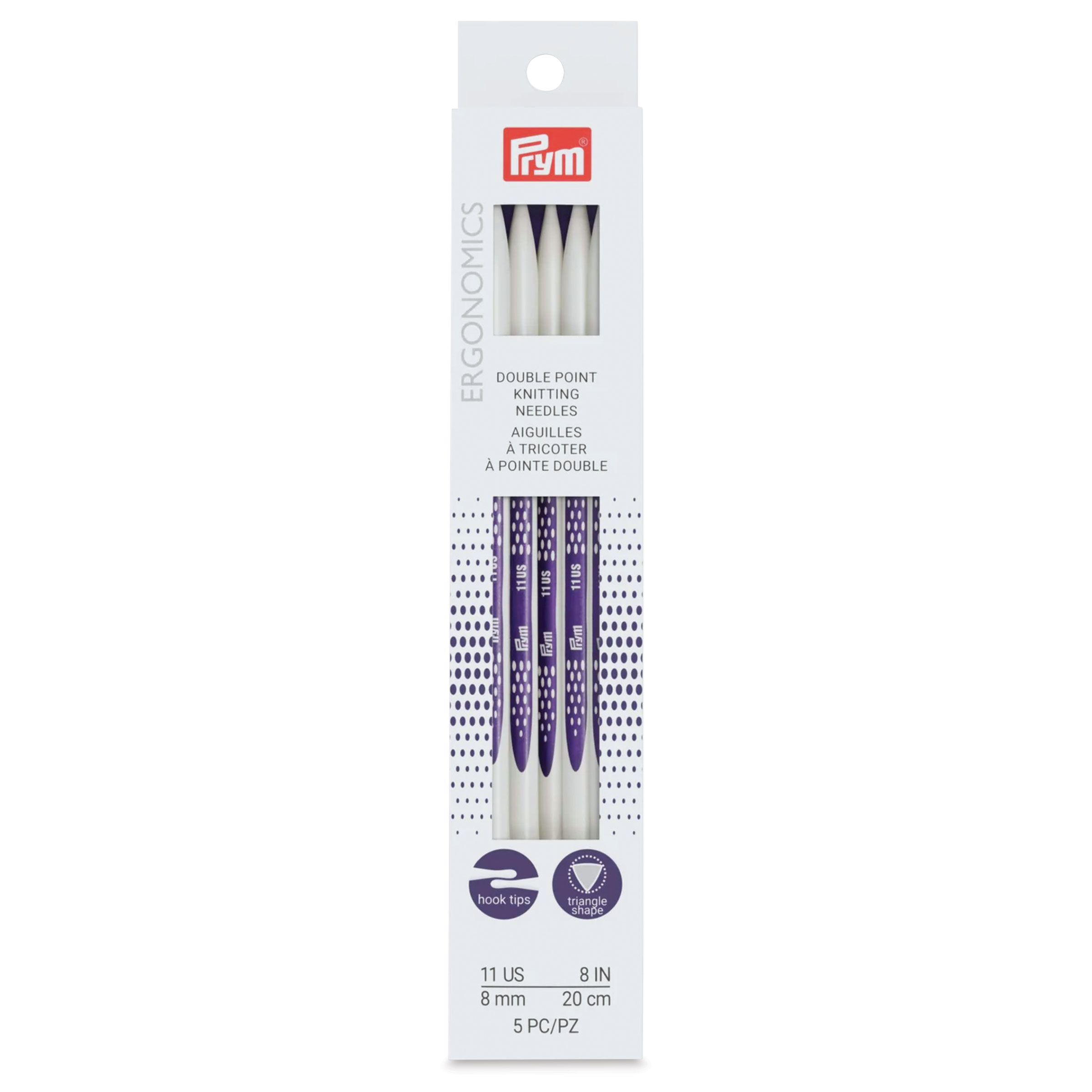 Prym Ergonomics Double Point Knitting Needle Set - Size 11, Set of 5, 8 ...