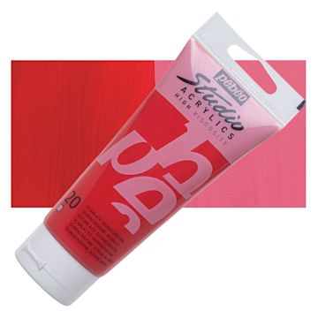 Open in modal - Pebeo High Viscosity Acrylic - Quinacridone Scarlet, 100 ml tube and swatch