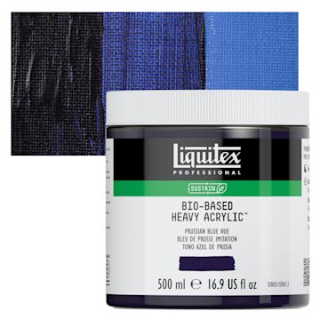 Open in modal - Liquitex Bio-Based Heavy Acrylic Paint - Prussian Blue Hue, 500 ml jar and swatch