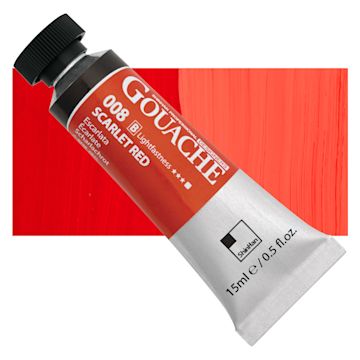 Open in modal - ShinHan Professional Designers Gouache - Scarlet Red, 15 ml tube and swatch