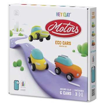 Open in modal - Fat Brain Toys Hey Clay Kit - Eco Cars - front of packaging