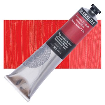 Open in modal - Sennelier Artists' Extra Fine Oil Paint - Chinese Vermilion, 200 ml tube and swatch