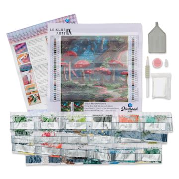 Open in modal - Leisure Arts Diamond Painting Kit - Mushrooms, contents