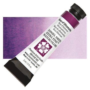 Open in modal - Daniel Smith Extra Fine Watercolor - Rose of Ultramarine, 5 ml Tube and swatch