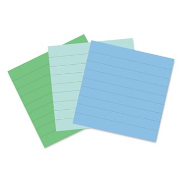 Open in modal - Post-it Recycled Super Sticky Notes - Oasis Collection, 4" x 4", Pkg of 3, Lined, fanned out