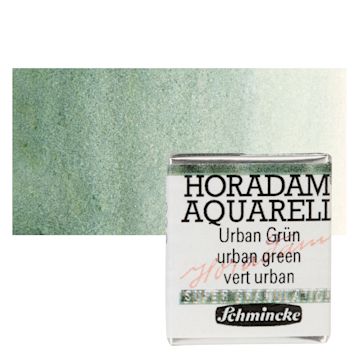 Open in modal - Schmincke Horadam Aquarell Watercolor - Urban Green, Supergranulation, Half Pan and swatch
