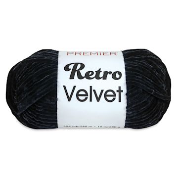 Open in modal - Premier Yarn Retro Velvet Yarn - 10 oz ball of Black Retro Velvet yarn
