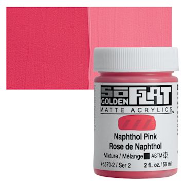 Open in modal - Golden SoFlat Matte Acrylic Paint - Naphthol Pink, 59 ml, Jar and swatch