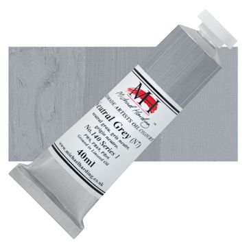 Open in modal - Michael Harding Artists Oil Color - Neutral Gray N7, 40 ml tube and swatch