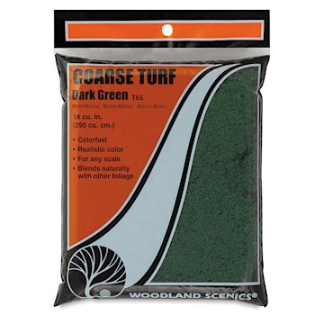 Open in modal - Woodland Scenics Model Scenery - Front of package of Coarse Turf in Dark Green