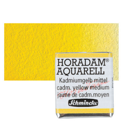 Schmincke Horadam Aquarell Artist Watercolor - Cadmium Yellow Medium, Half Pan with Swatch
