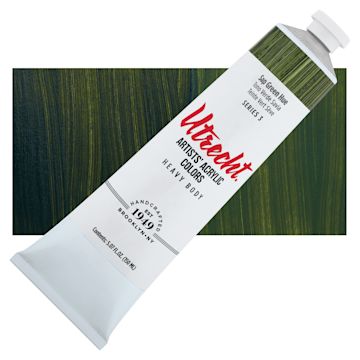 Open in modal - Utrecht Artists' Acrylic Paint - Sap Green Hue, 5 oz Tube and swatch