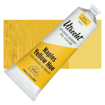 Open in modal - Utrecht Studio Series Oil Paint - Naples Yellow Hue, 200 ml tube and swatch