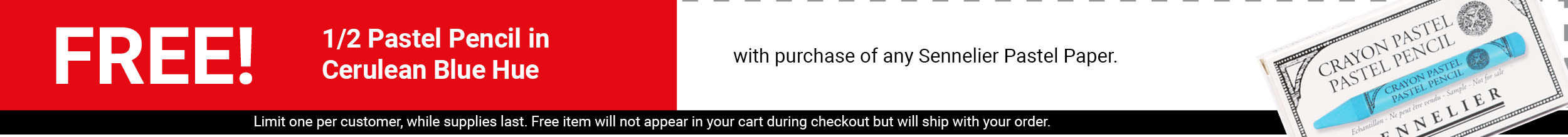FREE! 1/2 pastel pencil in cerulean blue hue with purchase of any Sennelier Pastel Paper.