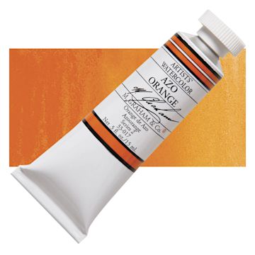 Open in modal - M. Graham Artists' Watercolor - Azo Orange, 15 ml Tube and swatch
