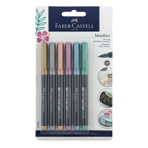 Faber-Castell Metallic Markers - Set of 6, Bullet Nib (front of package)