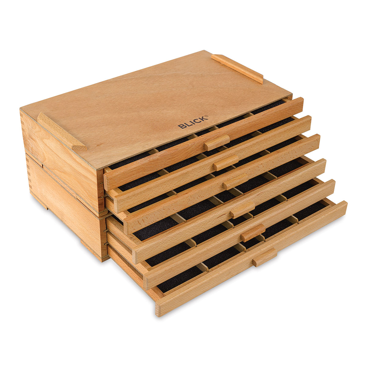 Premium Beech Wood Artist Storage Box - Compartments, Drawer - High-Quality