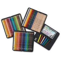 Premier Mixed Media Set - Package open showing Pencils and Sharpener components in storage trays