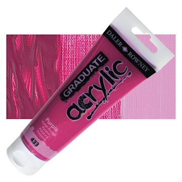 Open in modal - Daler-Rowney Graduate Acrylic Paint - Purple, 120 ml tube and swatch