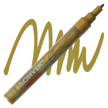 Open in modal - Montana Acrylic Marker - 0.7 mm, Matte Gold marker and swatch