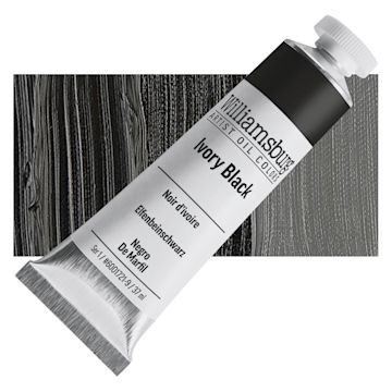 Open in modal - Williamsburg Handmade Oil Paint - Ivory Black, 37 ml tube and swatch