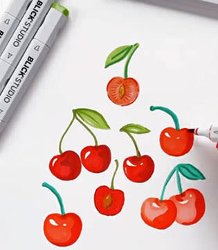 cherry artwork using Blick Studio markers