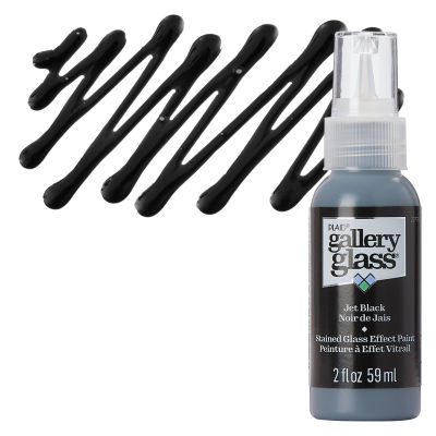 Gallery Glass Paint - Jet Black, 2 oz swatch with bottle
